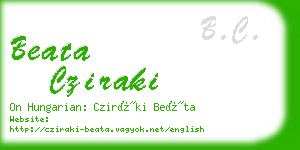 beata cziraki business card